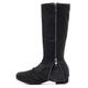 HROYL Dance Boots for Women Low Heel Suede Soles Fashion Comfort Side Zipper Flat Knee-High Boot,QJW1063-Black-2.5,UK3