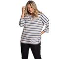 Ulla Popken Womenswear Plus Size Curvy Oversize Eco Cotton Drop Shoulder Stripe Sweatshirt Light Pumpkin Stripe 54+ 751277 65-54+