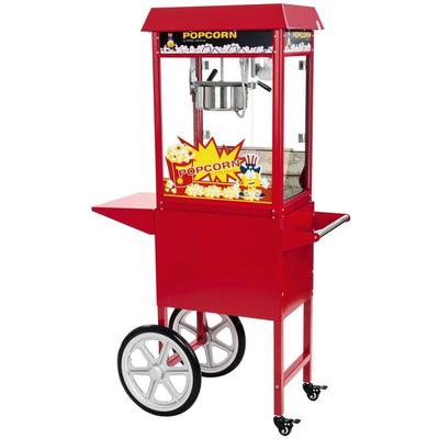 Popcornmaschine Popcornmaker Popcornautomat 1600W 5Kg h Rot Mit Wagen Retro Image