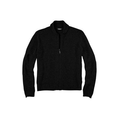 Men's Big & Tall Shaker Knit Zip-Front Cardigan by KingSize in Black (Size 2XL)