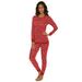Plus Size Women's Thermal Crewneck Long-Sleeve Top by Comfort Choice in Classic Red Snow Fall (Size 5X) Long Underwear Top