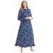 Plus Size Women's Long Flannel Nightgown by Only Necessities in Evening Blue Cardinals (Size 2X)