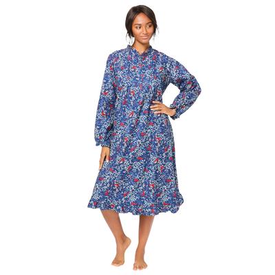 Plus Size Women's Cotton Flannel Print Short Gown by Only Necessities in Evening Blue Cardinals (Size M) Pajamas