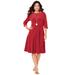 Plus Size Women's Velour Swing Drape Dress by Roaman's in Classic Red (Size 14/16)