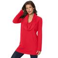 Plus Size Women's Cowl-Neck Thermal Tunic by Roaman's in Vivid Red (Size 3X) Long Sleeve Shirt