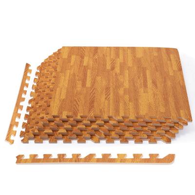 Costway 12PC Wood Grain Interlocking Floor Mats-Na...