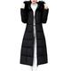 Women Quilted Winter Long Down Coat TUDUZ Puffer Fur Collar Hooded Parka Overcoat Slim Thick Cotton-Padded Outerwear Jackets(YA Black,UK(Bust)-L/CN-2XL)