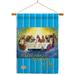 Breeze Decor La Ultima Cena 2-Sided Polyester 40 in. x 28 in. Flag Set in Blue/Brown | 40 H x 28 W x 1 D in | Wayfair