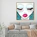 Oliver Gal Fashion & Glam Ready for the Water Neon Lips - Graphic Art on Canvas in Blue/Pink | 20 H x 20 W x 1.5 D in | Wayfair