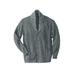 Men's Big & Tall Shaker Knit Shawl-Collar Cardigan Sweater by KingSize in Grey Marl (Size 7XL)