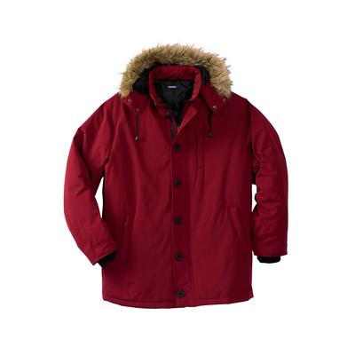 Men's Big & Tall Arctic Down Parka with Detachable Hood and Insulated Cuffs by KingSize in Rich Burgundy (Size 4XL)