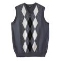 Men's Big & Tall V-Neck Argyle Sweater Vest by KingSize in Steel Argyle (Size 5XL)