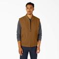 Dickies Men's High Pile Fleece Lined Duck Vest - Rinsed Brown Size M (TE357)