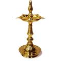 SATVIK 10 Inch Standing Brass Metal Kerala Samai Diwali Deepak for Puja Traditional Panchmahal Pooja Deepam Diya Oil Lamp Kutthu Vilakku Dia Deepawali Indian Gift Item