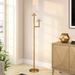 Basso Brass Finish Torchiere Floor lamp with Clear Glass Shades - Hudson & Canal FL0354