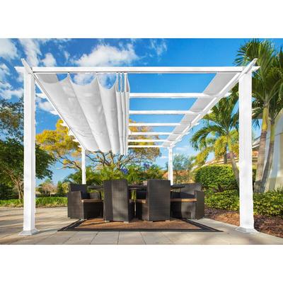 Paragon Outdoor - Almuiminium Pergola Florenz Pavillon mit ausziehbarem Sonnensegel weiß 350 x 505