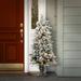 Three Posts™ Meinhardt Entrance 4' H Green Relistic Artificial Fir Flocked/Frosted Christmas Tree w/ 100 Lights in White | 48 H x 19 W in | Wayfair