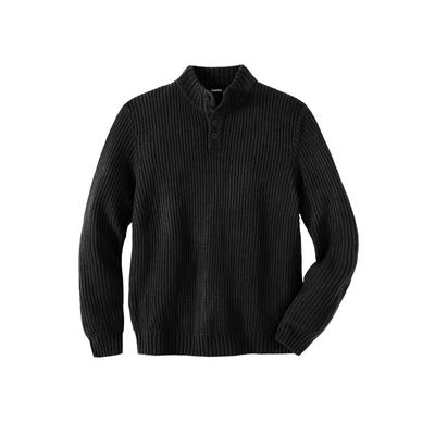 Men's Big & Tall Henley Shaker Sweater by KingSize in Black (Size XL)