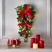 24" Pre-Lit Poinsettia Swag by BrylaneHome in Red 24 inch Swag Christmas Decoration