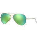 Ray-Ban Aviator Large Metal RB3025 Sunglasses Matte Gold Frame Crystal Green Multil Green Mirror Lenses RB3025 112/19-5514