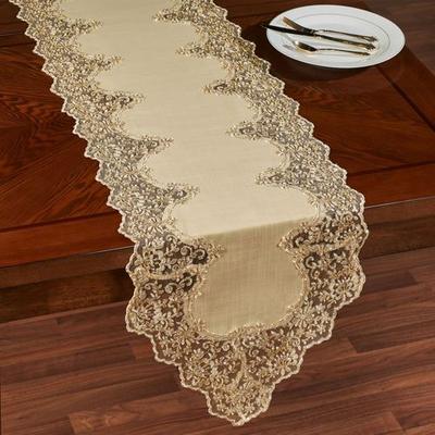 Florentina Table Runner Antique Gold, 16 x 92, Ant...