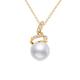 SISGEM Gold Pearl Necklace for Women, 9ct Solid Gold 9mm Freshwater Cultured Pearl Pendant with Cubic Zirconia, for Her Ladies Girl Mum Sister