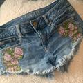 American Eagle Outfitters Shorts | American Eagle Outfitters Embroidered Denim Shorts | Color: Blue/Pink | Size: 2