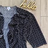 Lularoe Sweaters | Lularoe Shirley Kimono Polka Dot Duster Wrap Black 3/4 Sleeves Size Medium | Color: Black | Size: M