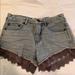 Free People Shorts | Free People Gray Lace Denim Shorts | Color: Gray | Size: 24