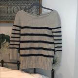 J. Crew Sweaters | Jcrew Boat Neck Navy And Gray Stripe Sweater | Color: Blue/Gray | Size: M