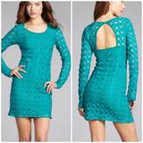 Free People Dresses | Free People Emerald Green Wild Thing Crocheted Dress | Color: Blue/Green | Size: Xs