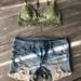 American Eagle Outfitters Shorts | Bundle Of 2 Jean Shorts & Lace Halter Bralette | Color: Blue/Green | Size: 4