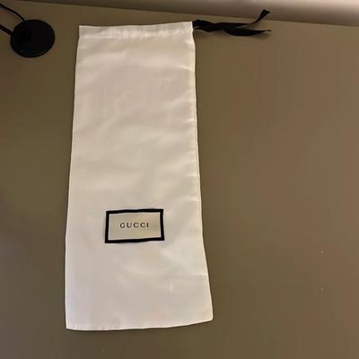 Gucci Other | Gucci - Silky Dust Bag - Color Is White With Black Ribbon & Black & Tan Gucci. | Color: Black/Tan/White | Size: Os