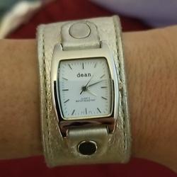 Anthropologie Jewelry | Anthropologie Women Leather Band Watch | Color: Gold/Silver | Size: Os