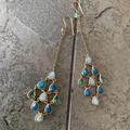 Free People Jewelry | Free People Blue/Gold Chandelier Earrings | Color: Blue/Gold | Size: Os