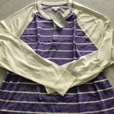 Lularoe Tops | Lularoe Mark Henley Purple White Stripes Tee 2xl | Color: Purple/White | Size: Xxl