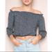 Brandy Melville Tops | Brandy Melville Navy Floral Off The Shoulder Top | Color: Blue/White | Size: One Size