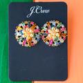 J. Crew Jewelry | Flower Crystal {Multicolor} Stud Earrings | Color: Orange/Pink | Size: Os