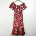 Lularoe Dresses | Lularoe Velour Off The Shoulder Cici Dress Med Euc | Color: Red | Size: M