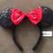 Disney Accessories | Minnie Mouse Sequined Ear Headband | Color: Black/Red | Size: Os