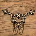 Free People Jewelry | Free People Black Jeweled Suede Choker | Color: Black/Gold | Size: Os