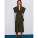 Zara Dresses | Green Zara Dress With Puffy Sleeves! | Color: Green | Size: S