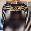 J. Crew Tops | Jcrew Collection Embellished Top, Sz 8 | Color: Blue/White | Size: 8