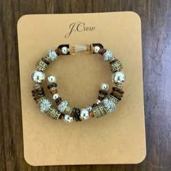 J. Crew Jewelry | J. Crew Multi Bead Hoop Earrings | Color: Brown/Silver | Size: Os