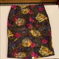 J. Crew Skirts | Jcrew Metallic Floral Printed Pencil Skirt | Color: Pink/Yellow | Size: 4