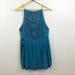 Free People Tops | Free People Blue Lace Flowy Spaghetti Strap Top | Color: Blue | Size: Xs