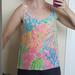 Lilly Pulitzer Tops | Lilly Pulitzer Printed Silk Scoop Neck Tank | Color: Green/Pink | Size: S