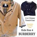 Burberry Jackets & Coats | Kids Burberry Lined Trench Coat | Color: Blue/Tan | Size: 4b