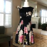 Jessica Simpson Dresses | Jessica Simpson Floral, A Line Satin Dress. | Color: Black/Pink | Size: 4