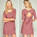 Free People Dresses | Free People Frenchie Striped Dress Sz Xs | Color: Gray/Red | Size: Xs